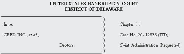 Cred bankruptcy filing